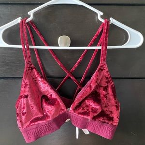 Pink Victoria Secret velvet bralette size small